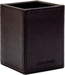 Square Pen Holder Leather Pencil Cup Desktop Caddy Stationery Organizer Black