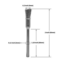 20 pcs Steel Cleaning End Brushes Pen 1/5″(5mm) x 1/8″(3mm Wire Brush Rust Paint