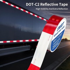 DOT-C2 Reflective Tape 2 Inch x 100 Feet Waterproof Red White Safety Tape