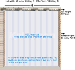 60“ X 86“ Plastic Vinyl Strip Door Curtain Kit with Hardware – Clear Smooth PVC