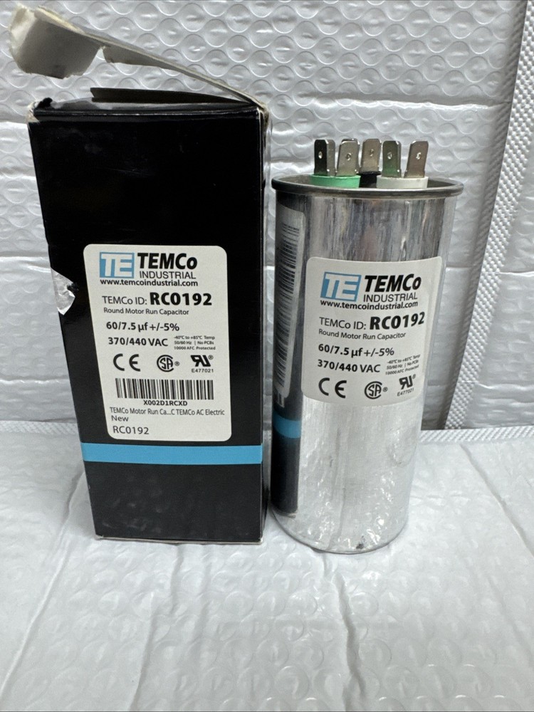 TEMCo 60/7.5 MFD uF Dual Run Capacitor 370 440 vac Volts AC Motor HVAC 60+7.5