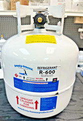 R600a, Isobutane, 10 Lb. Can, Factory Sealed, Cylinder, On/Off Valve 1/4″MF