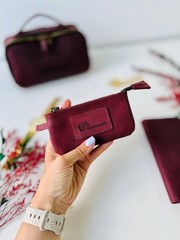 Luxury Leather Gift Set: Notebook, Wallet, Cosmetic Bag, Keychain – Personalized