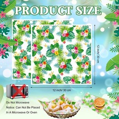 100 Sheets Hawaiian Tropical Palm Leaves Wax Paper Summer Floral Food Wrap BBQ