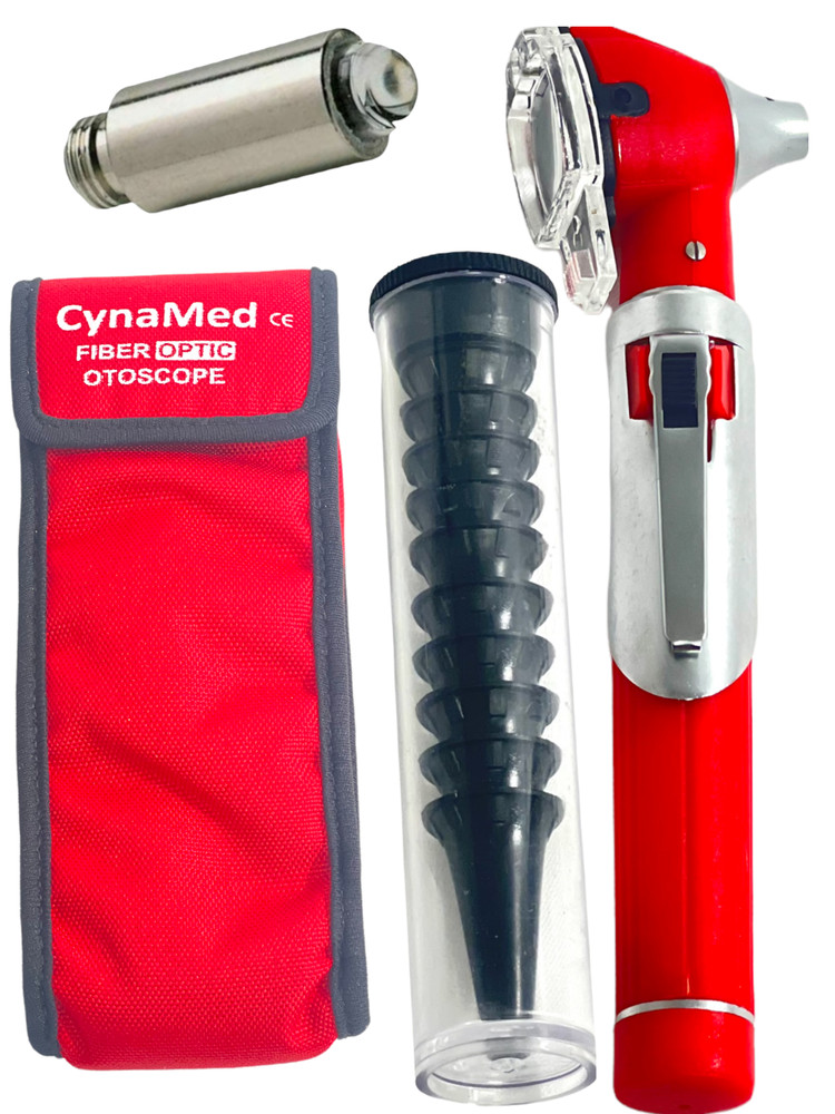 NEW MINI OTOSCOPE FIBER OPTIC MEDICAL DIAGNOSTIC EXAMINATION CE APPROVED(Red) A+