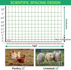 41.5″H x 164’L Poultry Netting Electric Fence,Electric Fencing for Farms,Ranches
