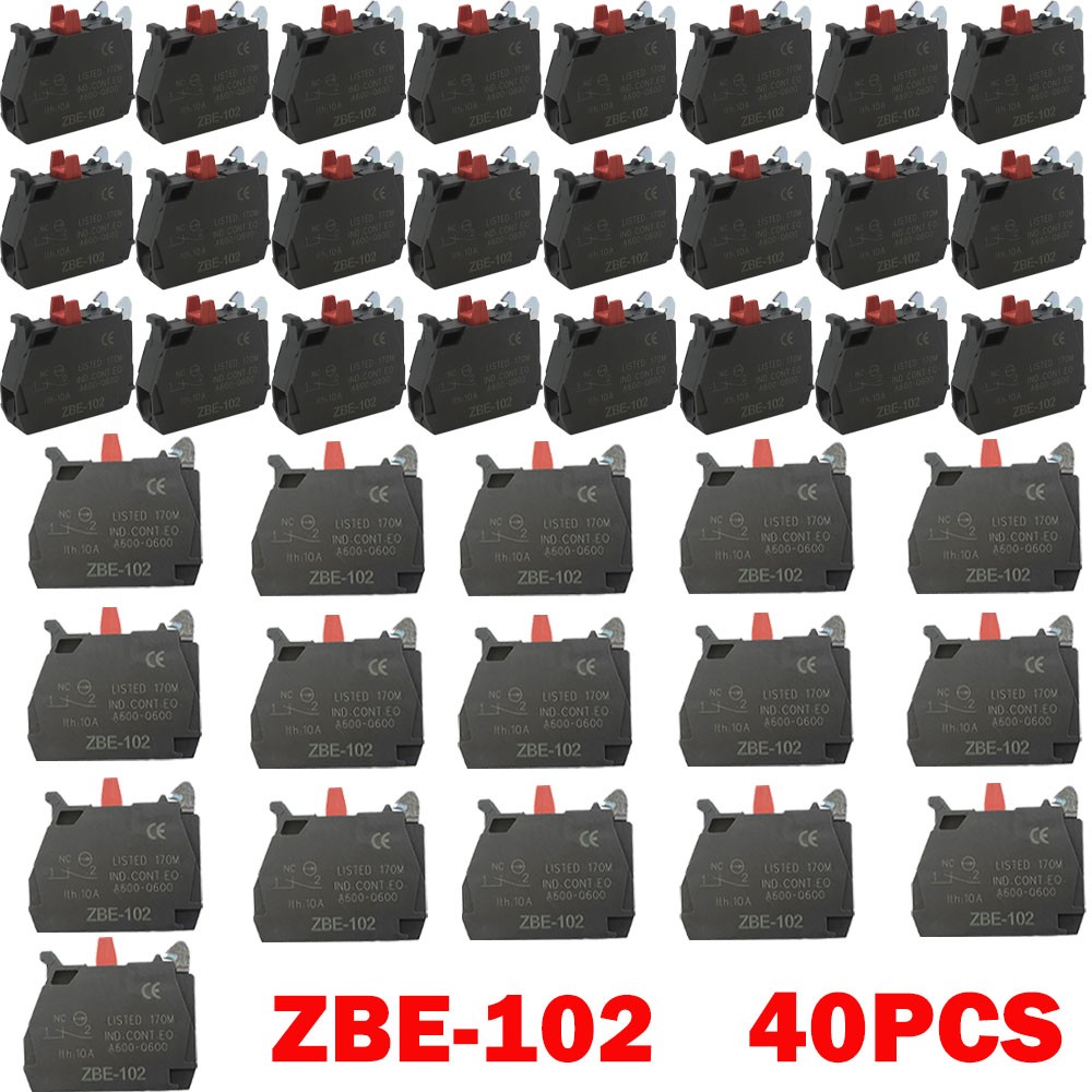 40PCS ZBE-102 Single Contact Block Silver Alloy Screw Clamp Terminals 1NC ZBE102