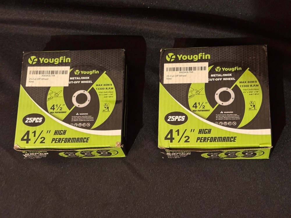 2 Packs of 25 (50) YoungFin Cut Off Wheel 4-1/2″ Metal Grinder Discs 13300 RPM