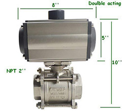 Three-Piece 2 Inch Pneumatic Actuated Ball Valve Double Acting Globe Threaded 30