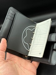 Authentic Montblanc Black Leather 6 Ring Organizer Planner Agenda w/ Inserts