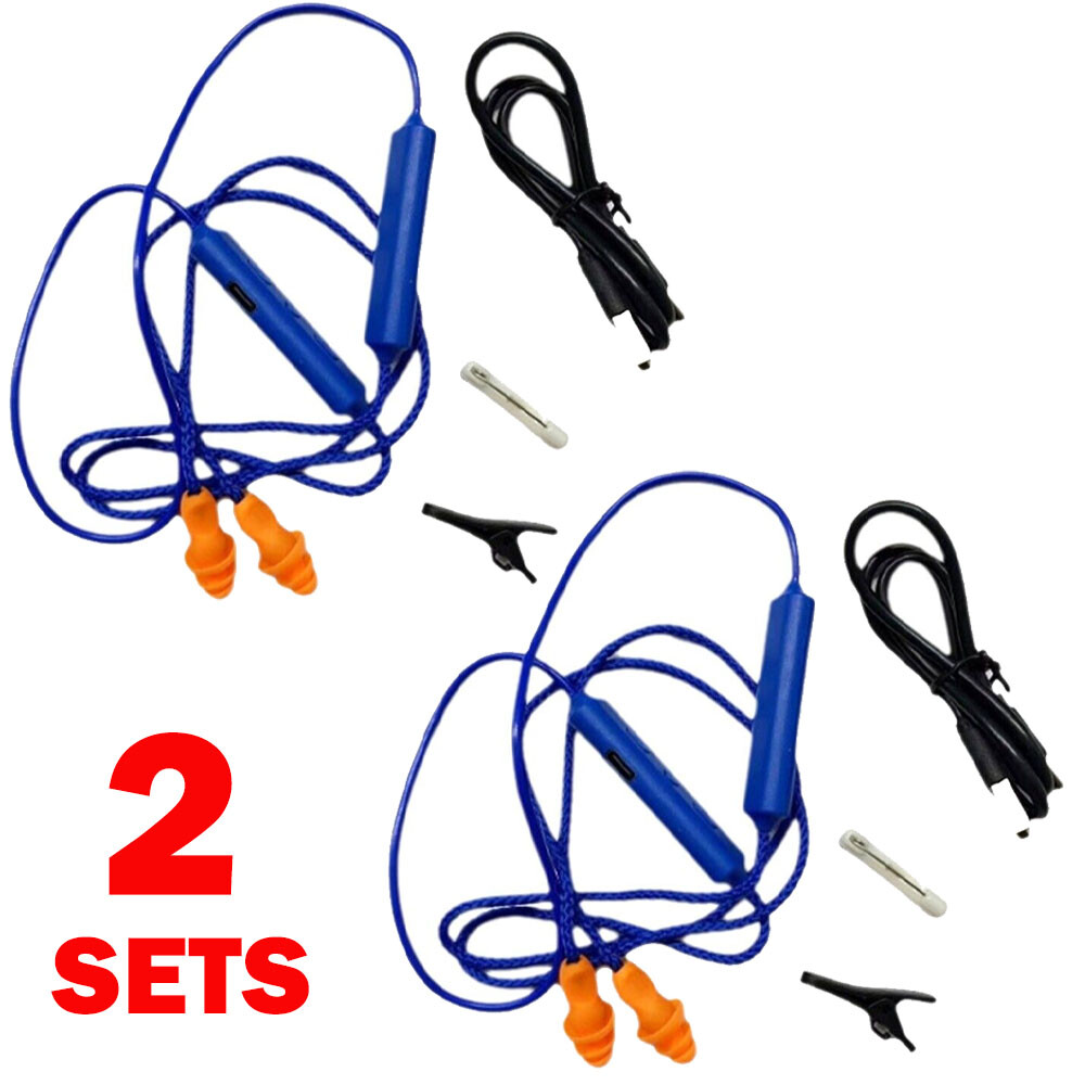 2Set Blue Ear Plugs Bluetooth Earphone For Work, Noise Suppression, Hearing USA