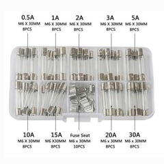 6x30mm 72 Car Boat Quick Blow Glass Tube Fuse Assorted Kit Fast-blow Glass Fuses