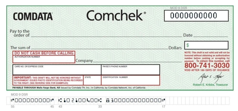 BLANK Green COMDATA Comchek – Size 100 Pack – COMCHECKS *FREE SHIPPING*