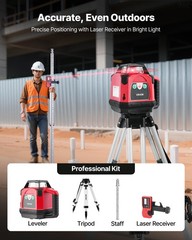 VEVOR 1650ft Rotary Laser Level Kit Self Leveling Red Line 0.06 in/100 ft