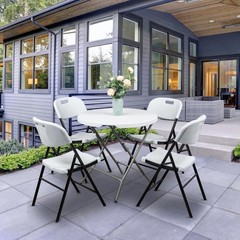 4Pcs Plastic Folding Chairs Stackable Garden Patio Wedding Party Chair White
