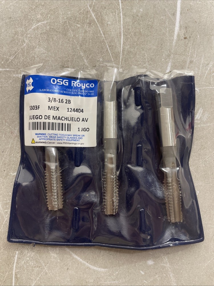 osg royco 5303f 124404 3/8-16 2B set of 3 taps