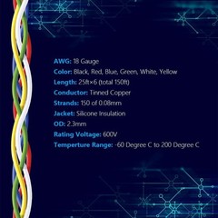 25ft 18 AWG Silicone Wire Kit – Durable Tinned Copper, 6 Colors Included