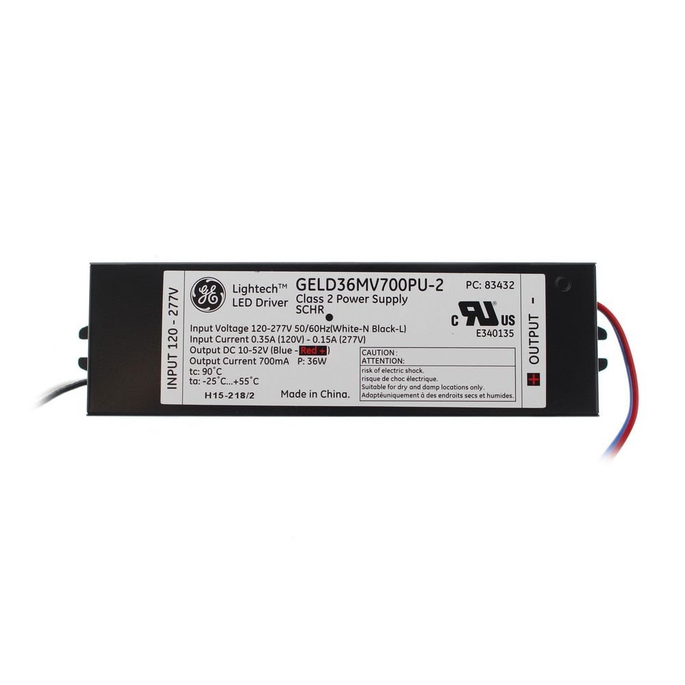 GE GELD36MV700PU-2 83432 LED DRIVER, 10-52V, 700MA, 36W, INPUT: 120/277V