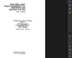 JOHN DEERE 644K LOADER OWNERS OPERATION & TEST TECHNICAL PARTS MANUAL PDF USB