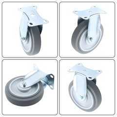 4 Pieces 1400 Pounds Heavy Duty 5″ Industrial Casters Fixed Rubber Casters Grey