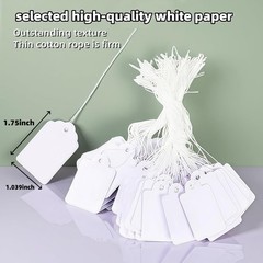 1000 Blank White Merchandise Price Tags with Strings Size #5 Retail Strung Label