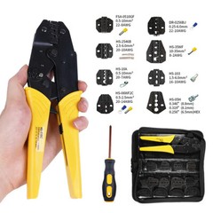 Electrical Insulated Terminals Crimping Tool Kit Ratchet Wire Crimper w/ 8 Dies