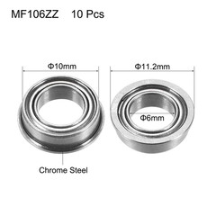 MF106ZZ Flanged Ball Bearing 6X10X3Mm Double Metal Shielded (Gcr15) Chro