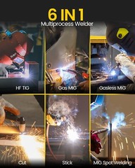6 in1 MIG/CUT/TIG/MMA Welder 250A 220V Welding Machine Plasma Cutter Gas/Gasless