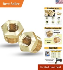 3/4″ Male to 3/8″ Female Brass Reducer Bushing, Versatile NPT Adapter Set of 2