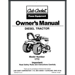Cub Cadet 1772 TRACTOR Owner Manual 40 pages comb bound gloss cover