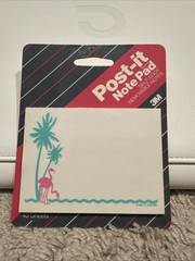 Vintage 1980s 80s 1990s 90s Post-IT Post IT Notes Teal Palm Tree Pink Flamingos