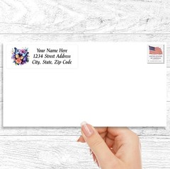 60 Return Address Labels Personalized Printed 3/4 x 2 1/4 Floral Butterfly