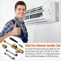 New Valve Core Remover Installer Tool & HVAC Service Wrench Set 1/4 & 5/16 Port