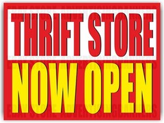 THRIFT STORE NOW OPEN Yard Sign with H-Stakes Big Discount Clearance Resale Shop