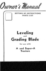 IH McCormick Deering Leveling & Grading Blade Manual Farmall A Super A Tractors