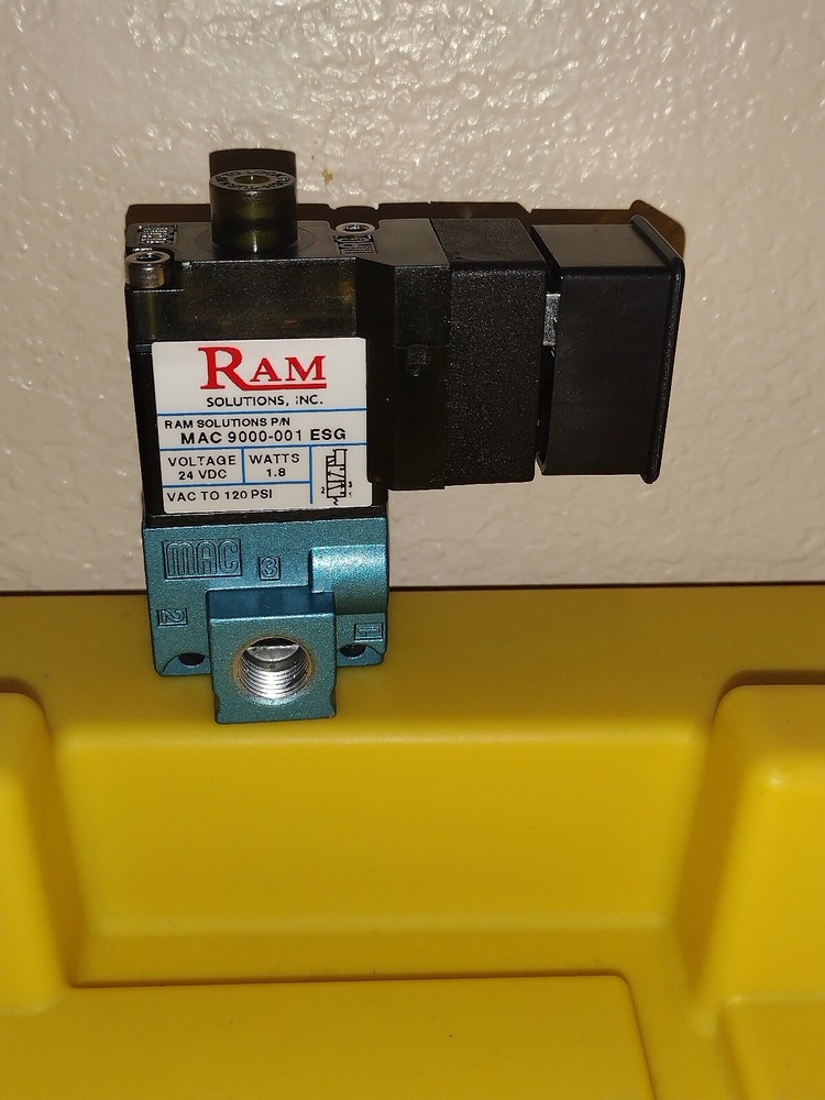 RAM SOLUTIONS MAC 9000-001 ESG 24VDC 1.8 WATTS 120 PSI 36A-AAB-JDE0-2JM NEW