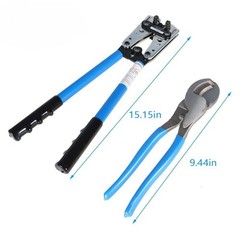2 Piece Battery Cable Lug Crimping Tool Wire Crimper Tool with Cable Cutter US