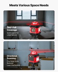 VEVOR 984ft Rotary Laser Level Kit Self Leveling Red Line with Tripod IP54