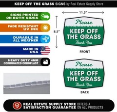 Double Sided Please Keep Off Grass Yard Sign with Stake(1pk, 2pk, 3pk, 4pk, 6pk)