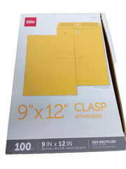 Office Depot Clasp Envelopes, 9×12″, 100-Count