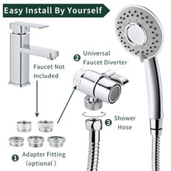 Sink Hose Shower Sprayer Attachment – Faucet Extension w/ c-silver-big panel