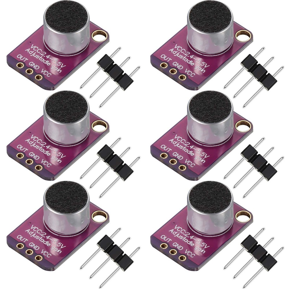 6 Pieces Electret Microphone Amplifier Module MAX4466 Adjustable Gain Blue Br…