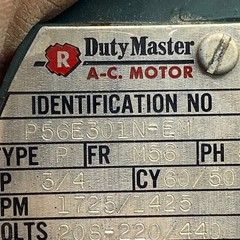 Reliance Duty Master P56E301N-EM AC Motor 3/4 HP 3 Phase 208-220/440V Type R ✅