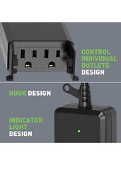 ZESEN Outdoor Remote Light Sensor Timer Heavy Duty Plug in Switch 80 Ft Read