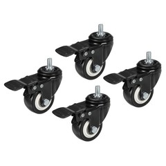 4pcs 2″ Swivel Threaded Stem Casters M8x15mm Caster Wheel with Brake 110lbs Load