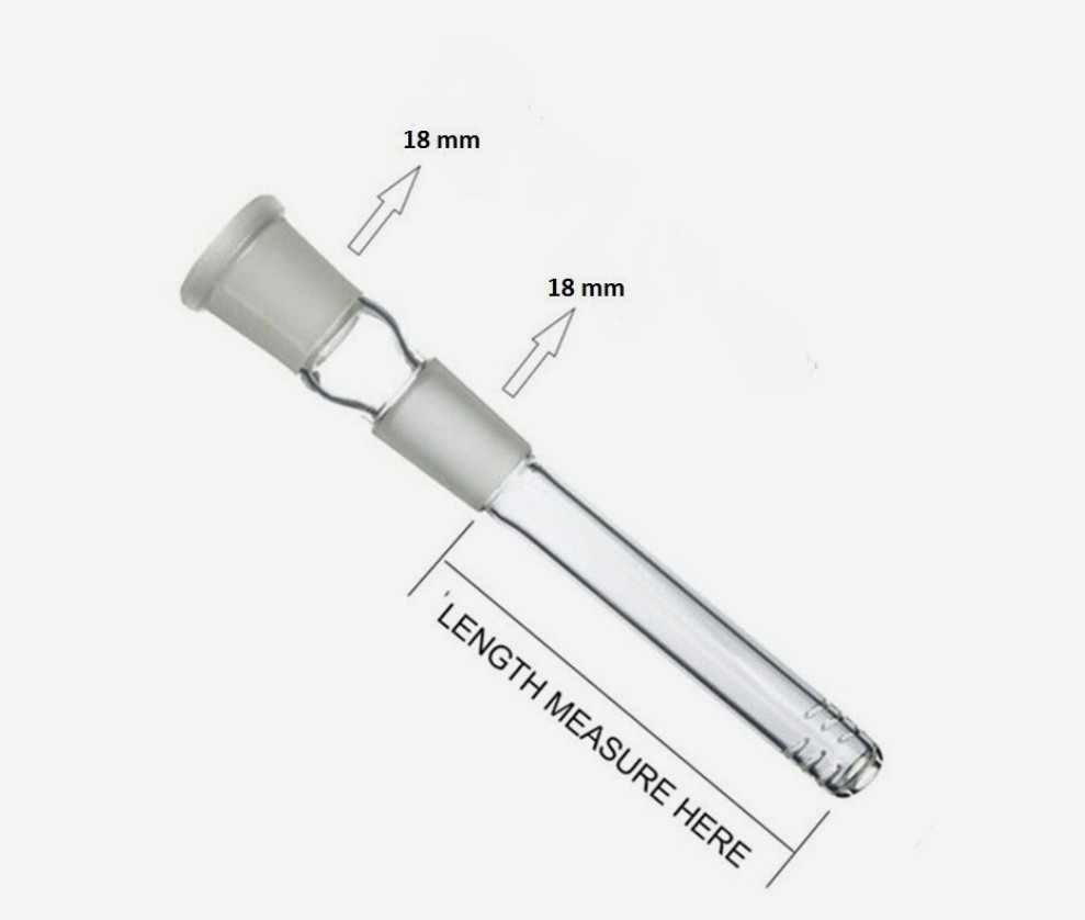 2 x6Cuts Glass Downstem 18MM Female To 18MM Male 2.5” to 5.5” Length Available