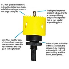 M42 Bi-Metal Hole Saw 7/8 Inch With Arbor and Pilot Center Drill Bit Hole Cutter