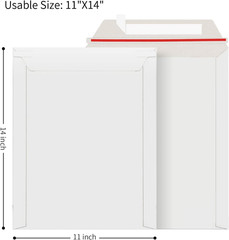 Rigid Mailer Self Seal Photo Document Mailers, Stay Flat White Cardboard Shippin