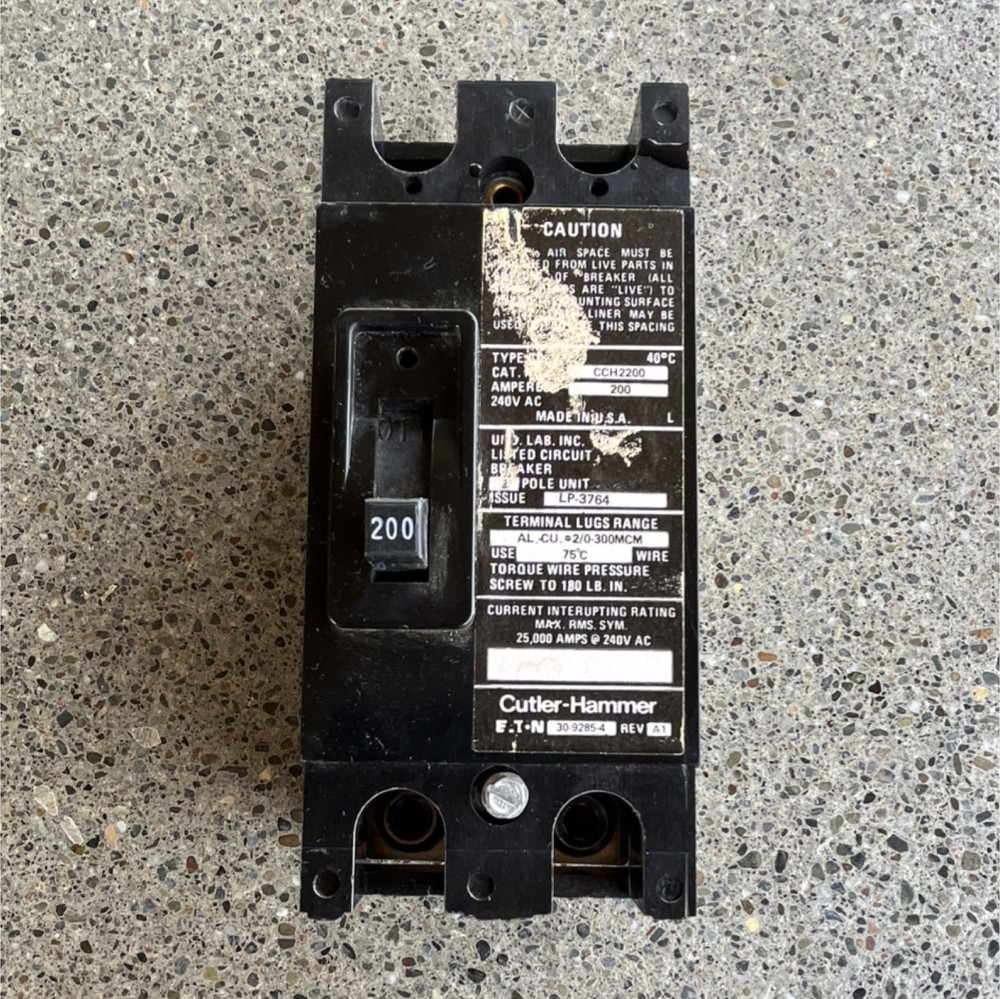Cutler-Hammer CCH2200 200A 2-Pole Main Breaker 201-250V Thermal Overload