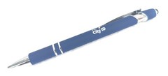 10ct Misprint/Overstock Lot Alpha Metal Soft Touch Stylus Click Pens ROYAL BLUE